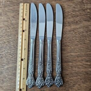 MSI Versailles Stainless Japan Dinner Knives Set of 4‎ Serrated Floral Rose 9"